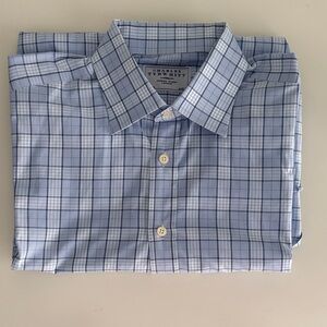 Charles Tyrwhitt Blue Checkered Button Down Shirt Men’s Size 16 1/2 / 34”